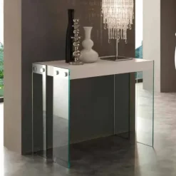 Consolle allungabile con gambe in vetro temperato Iceberg - Pozzoli